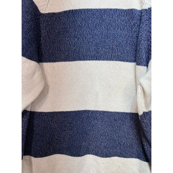Eddie Bauer Women's Pullover Sweater Knit Long Sleeve Stretch Blue White Stripe - Picture 7 of 11